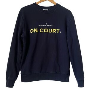 Australian Open Tennis Sweatshirt Meet Me On Court Embroidered Navy Blue Medium